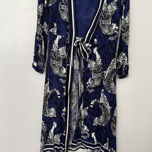 Blue Tiger Print Women's Robe